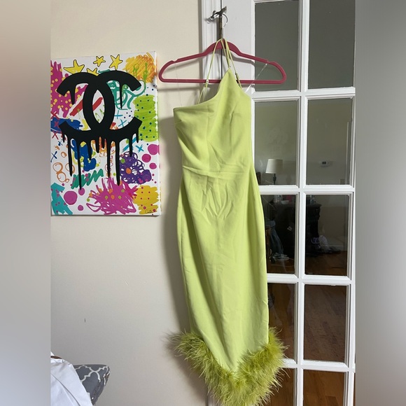 HOUSE OF CB 'Alessia' Lime Midi Dress/Size S-US 4-6 - Picture 2 of 3